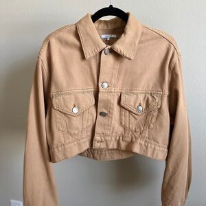 Ganni Tan Cropped Trucker Jacket Size Small 36FR